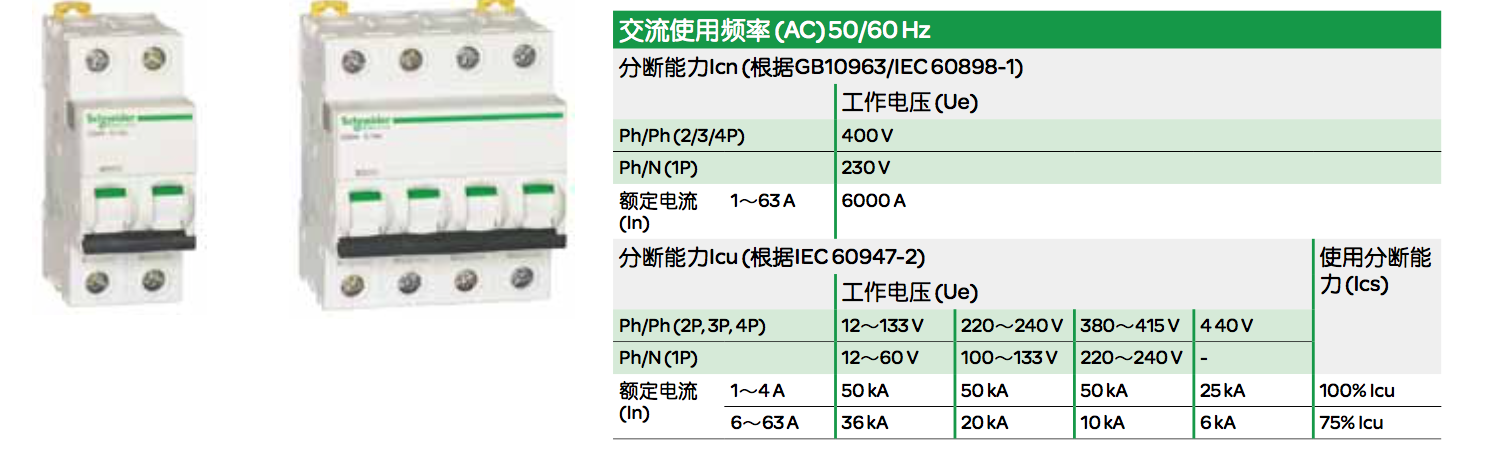 施耐德IC65N,EA9系列斷路器的脫扣曲線有哪幾種？